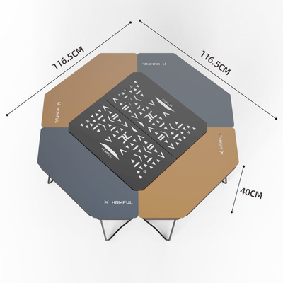 5.5kgs 검은 가지고 다닐 수 있는 야영 테이블 의자는 글램핑 스테인레스 강 야외 요리용 그릴 식탁을 차링습니다